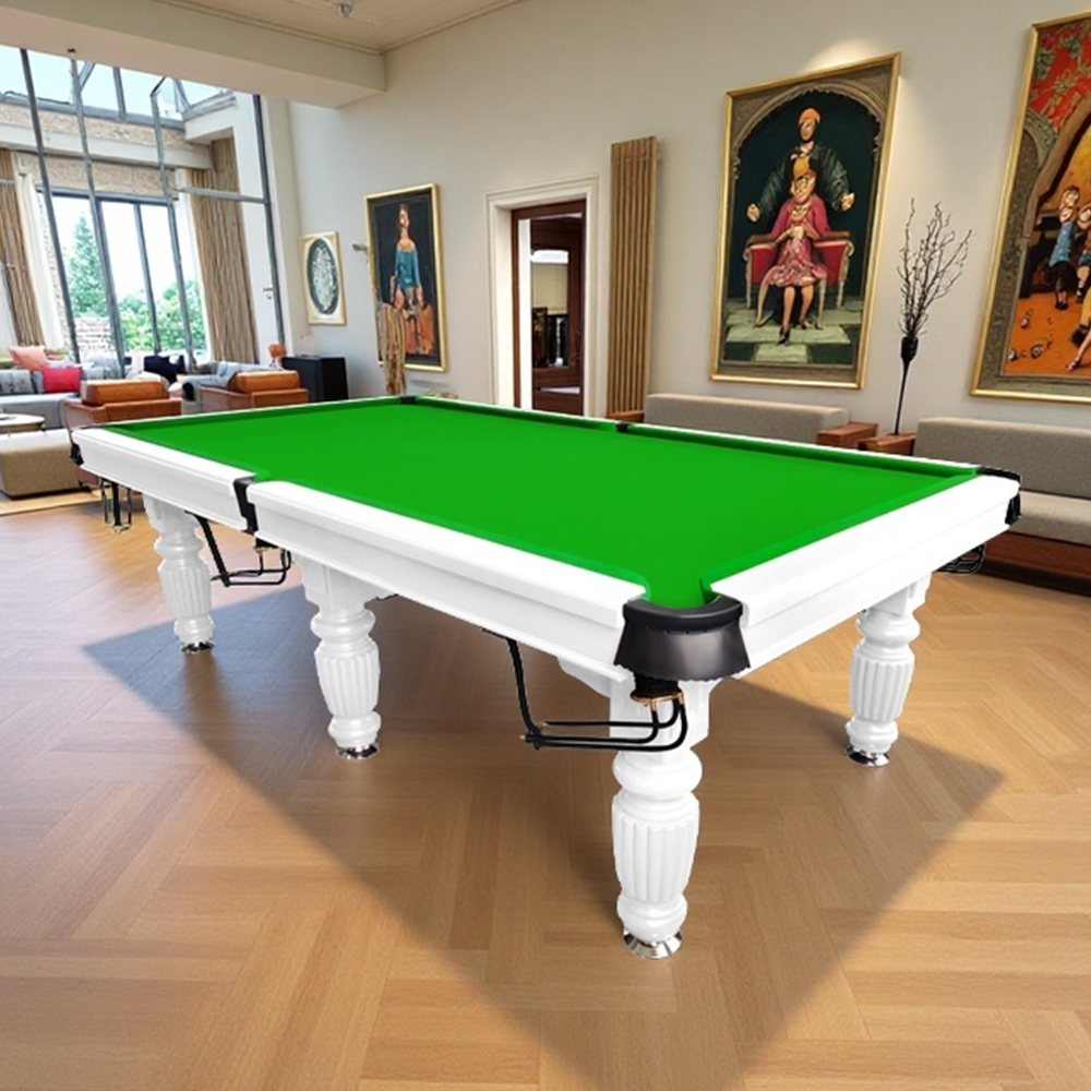 QUESLA 9FT Pool Table 2025 Model - Classic Slate Design Upgraded with Reinforced Legs & Pro Ball Nets - Professional Billiard Table, Solid Timber White Frame