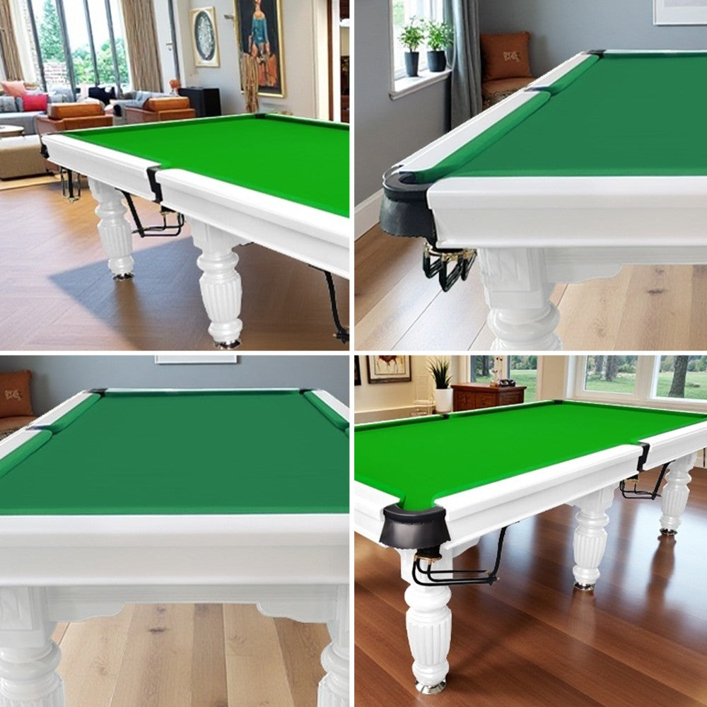 QUESLA 9FT Pool Table 2025 Model - Classic Slate Design Upgraded with Reinforced Legs & Pro Ball Nets - Professional Billiard Table, Solid Timber White Frame