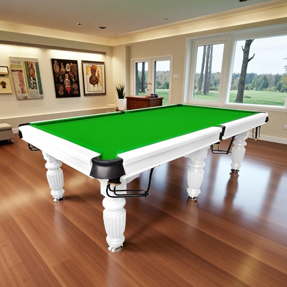 QUESLA 9FT Pool Table 2025 Model - Classic Slate Design Upgraded with Reinforced Legs & Pro Ball Nets - Professional Billiard Table, Solid Timber White Frame