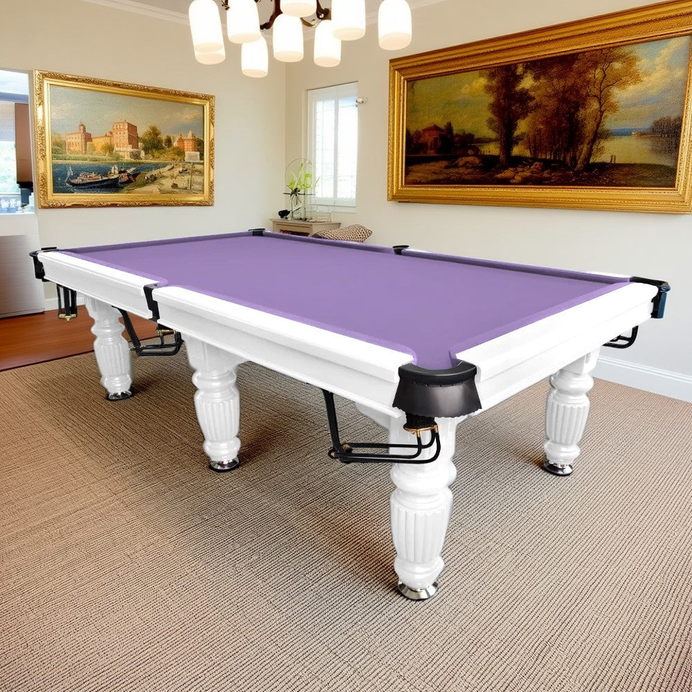 QUESLA 9FT Pool Table 2025 Model - Classic Slate Design Upgraded with Reinforced Legs & Pro Ball Nets - Professional Billiard Table, Solid Timber White Frame
