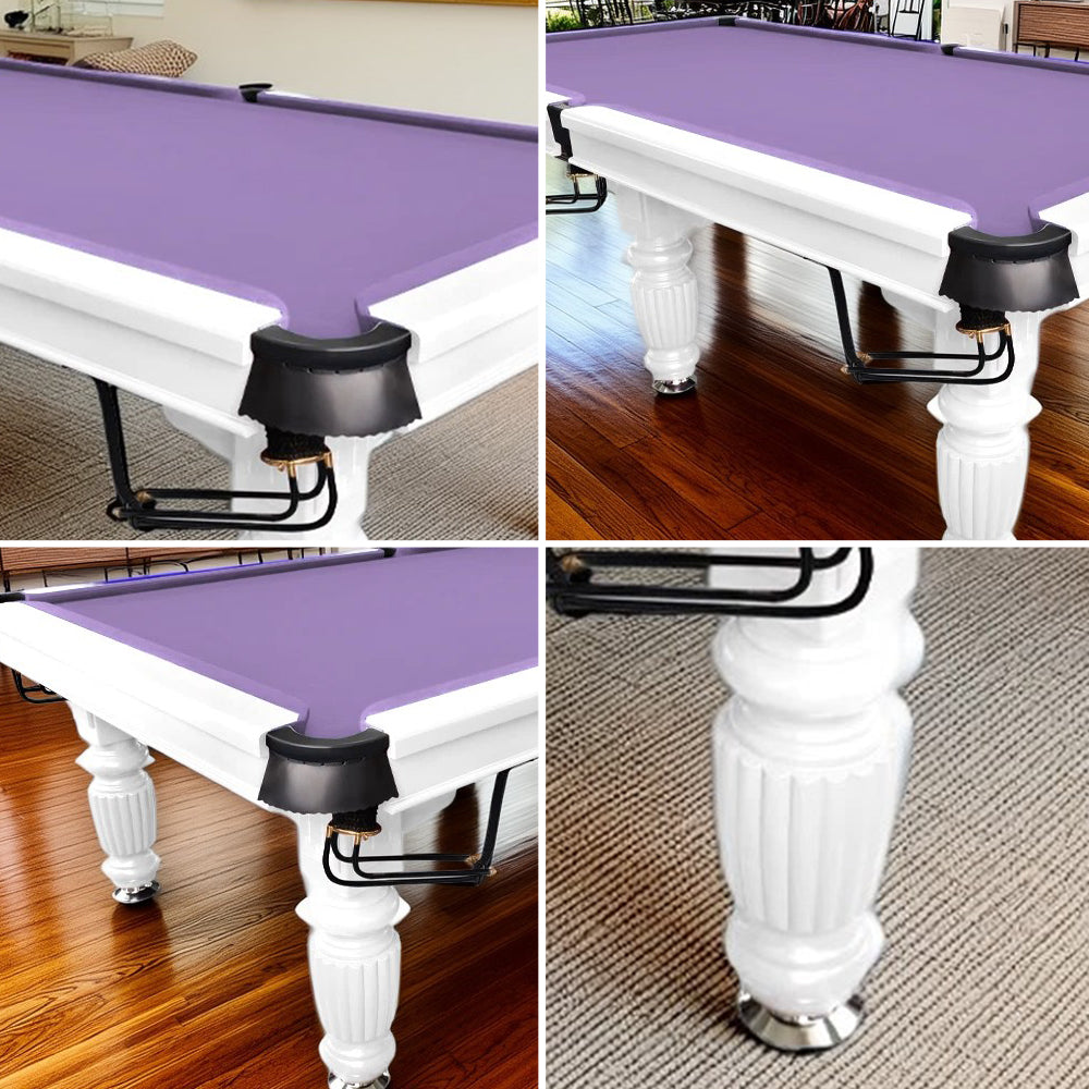 QUESLA 9FT Pool Table 2025 Model - Classic Slate Design Upgraded with Reinforced Legs & Pro Ball Nets - Professional Billiard Table, Solid Timber White Frame