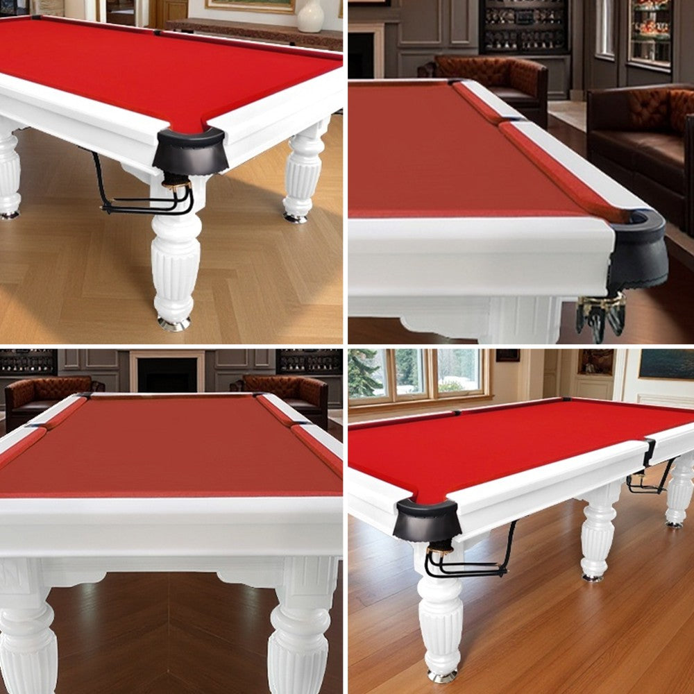 QUESLA 9FT Pool Table 2025 Model - Classic Slate Design Upgraded with Reinforced Legs & Pro Ball Nets - Professional Billiard Table, Solid Timber White Frame