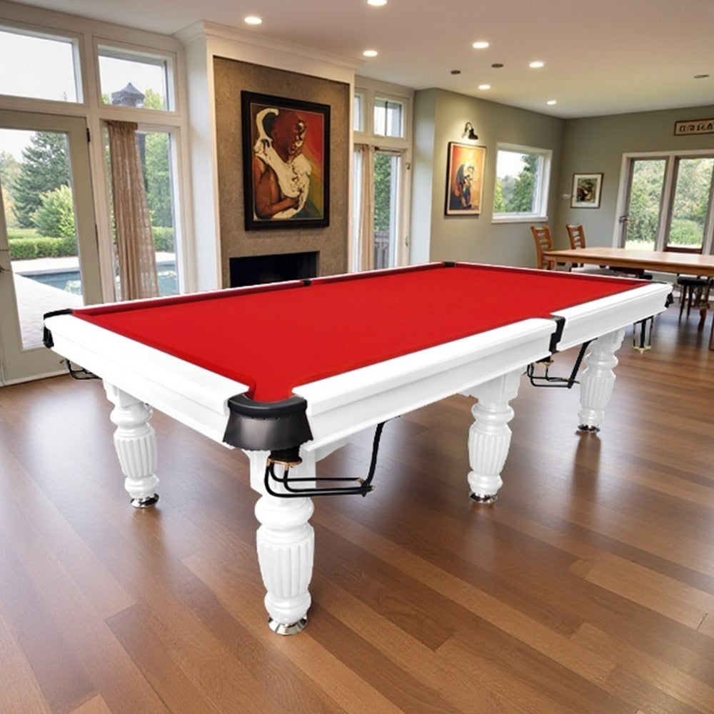 QUESLA 9FT Pool Table 2025 Model - Classic Slate Design Upgraded with Reinforced Legs & Pro Ball Nets - Professional Billiard Table, Solid Timber White Frame