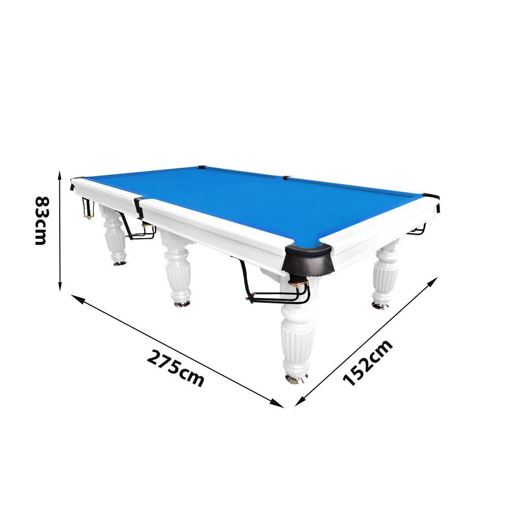 QUESLA 9FT Pool Table 2025 Model - Classic Slate Design Upgraded with Reinforced Legs & Pro Ball Nets - Professional Billiard Table, Solid Timber White Frame