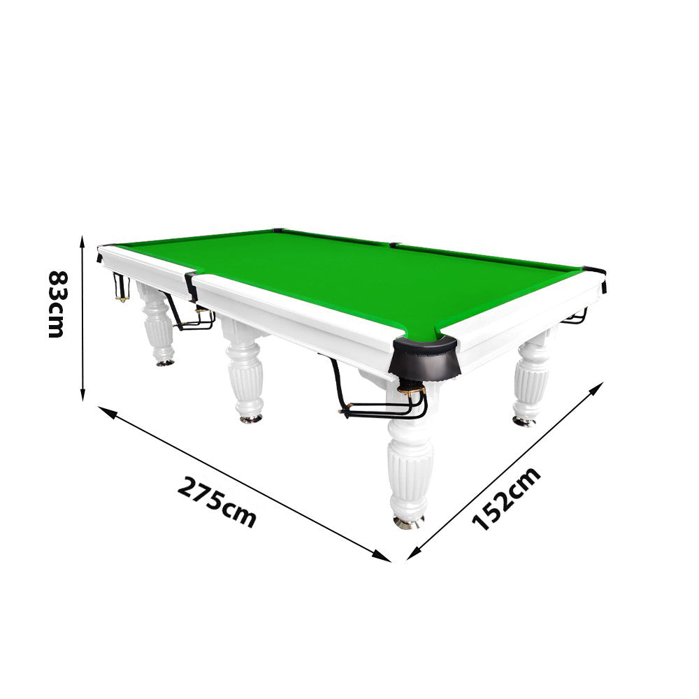QUESLA 9FT Pool Table 2025 Model - Classic Slate Design Upgraded with Reinforced Legs & Pro Ball Nets - Professional Billiard Table, Solid Timber White Frame