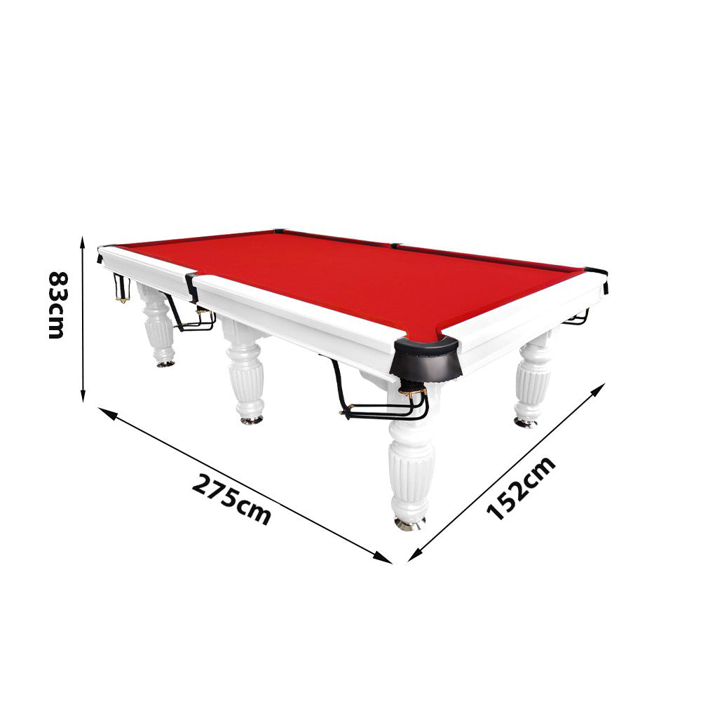 QUESLA 9FT Pool Table 2025 Model - Classic Slate Design Upgraded with Reinforced Legs & Pro Ball Nets - Professional Billiard Table, Solid Timber White Frame