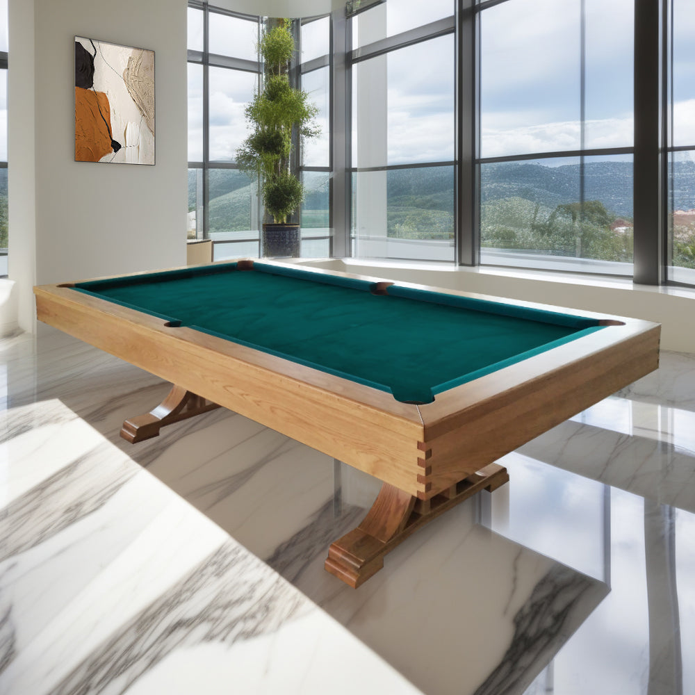 QUESLA WT01 8FT Slate Pool Snooker Table Billiards Table - Orange&Green