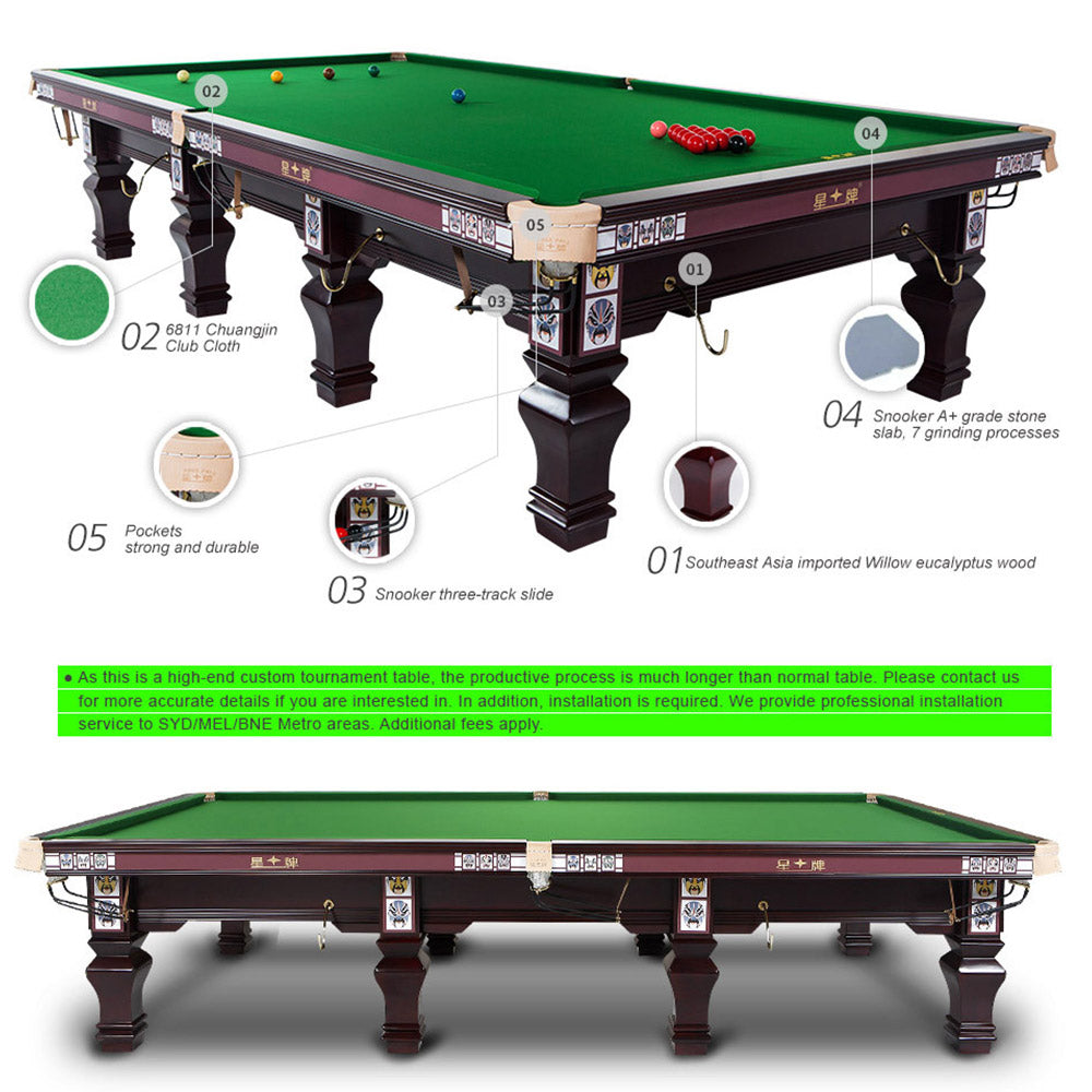 XINGPAI XW105 12FT Star Tournament British Snooker Table Facebook Element Billiard Table
