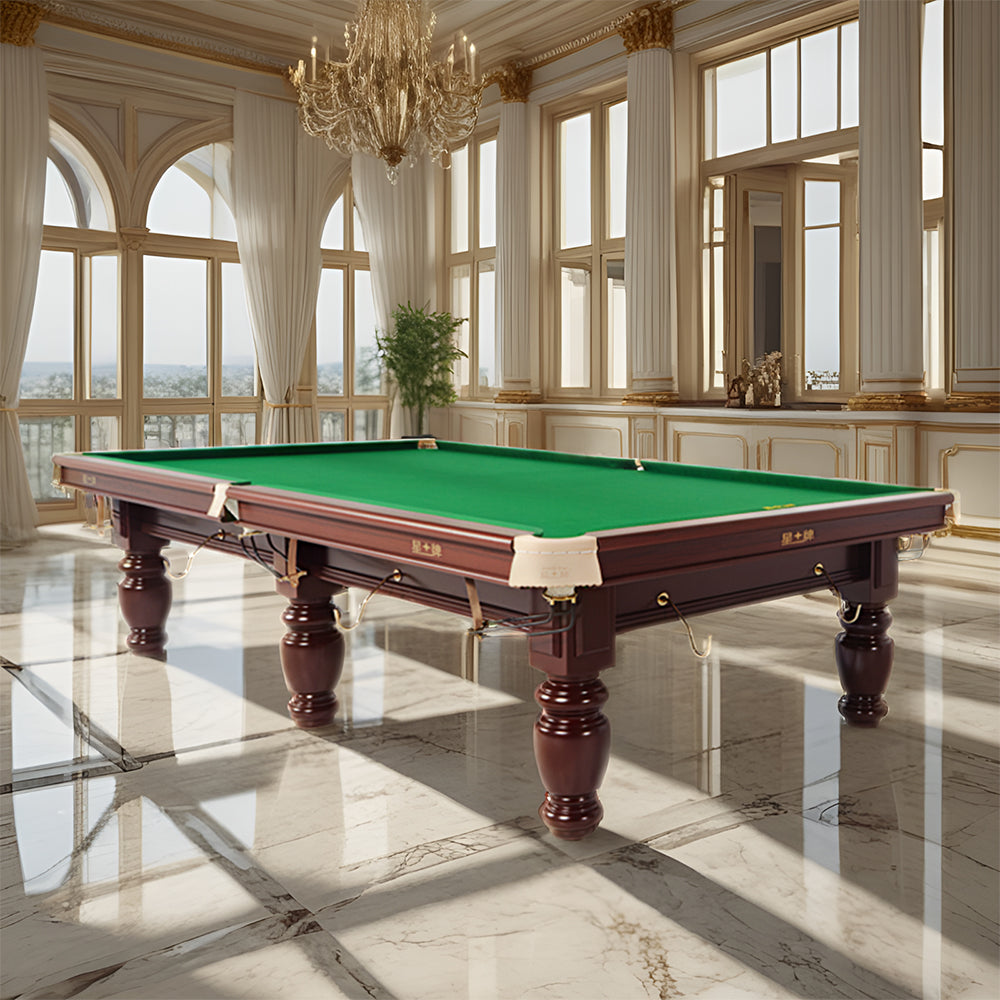 XINGPAI XW10710S 10FT Slate British Snooker Table Billiard Table - Mahogany&Green
