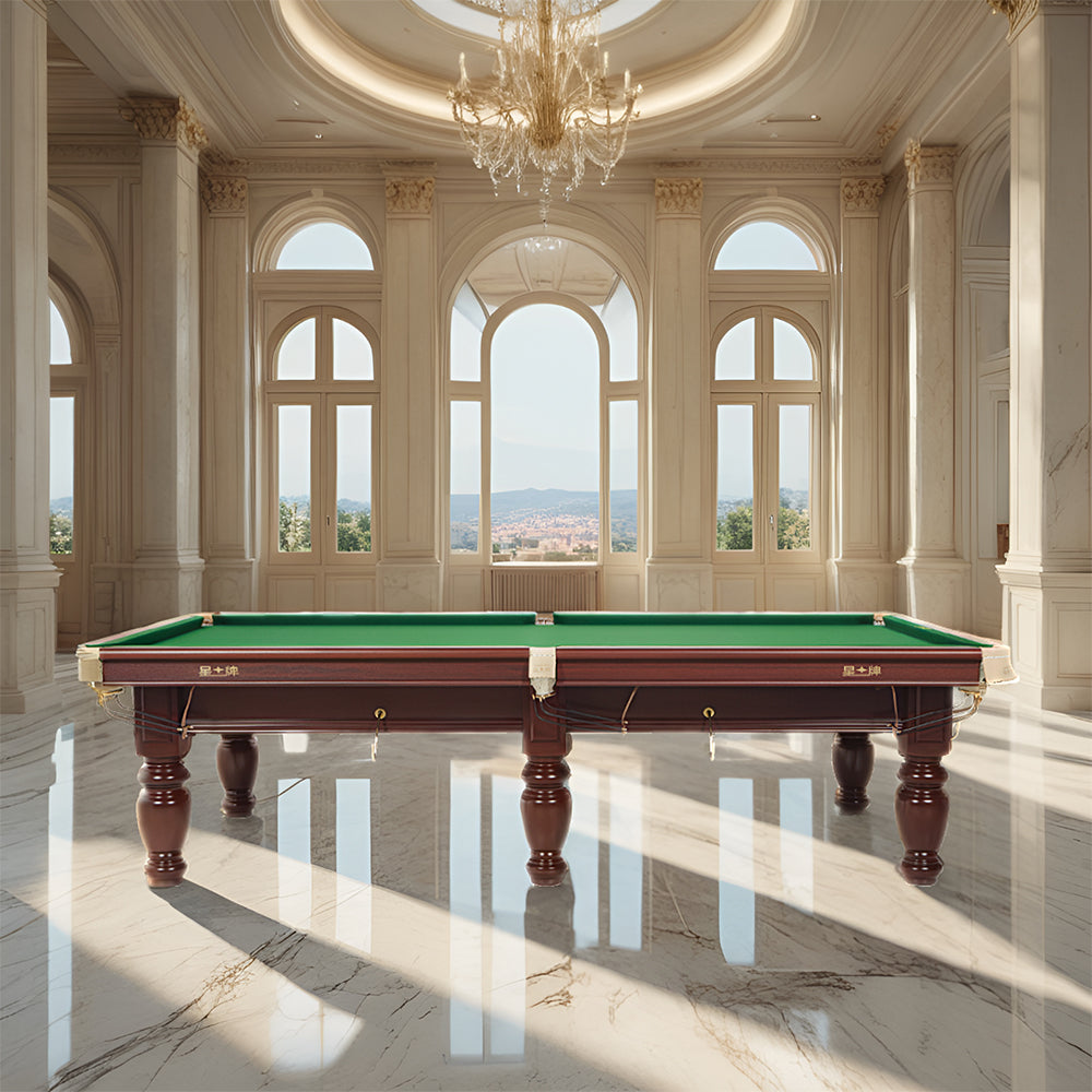 XINGPAI XW10710S 10FT Slate British Snooker Table Billiard Table - Mahogany&Green