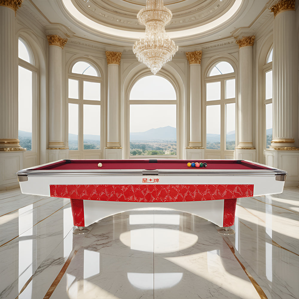 XINGPAI XW130 9FT American Billiard Table  Fancy Nine Ball Table Xiangyun Carving Billiard Case