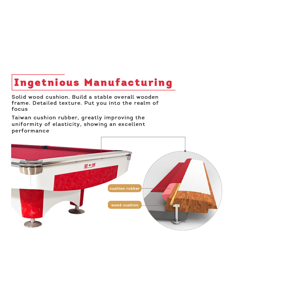 XINGPAI XW130 9FT American Billiard Table  Fancy Nine Ball Table Xiangyun Carving Billiard Case