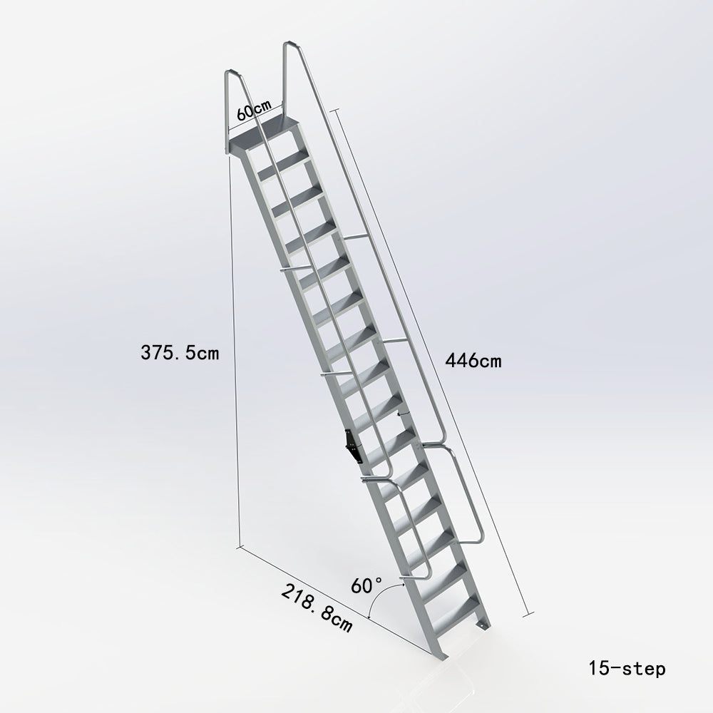 GROVIA 7/ 9/ 12/15-step Aluminum Alloy Ladder Household Stairs - Silver