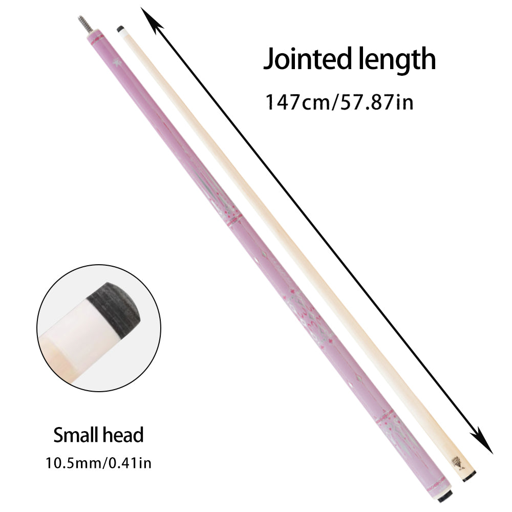 KONLLEN 147cm Length Pink Professional Billiards 1/2 Black 8 Nine Strong Head Billiards Accessories