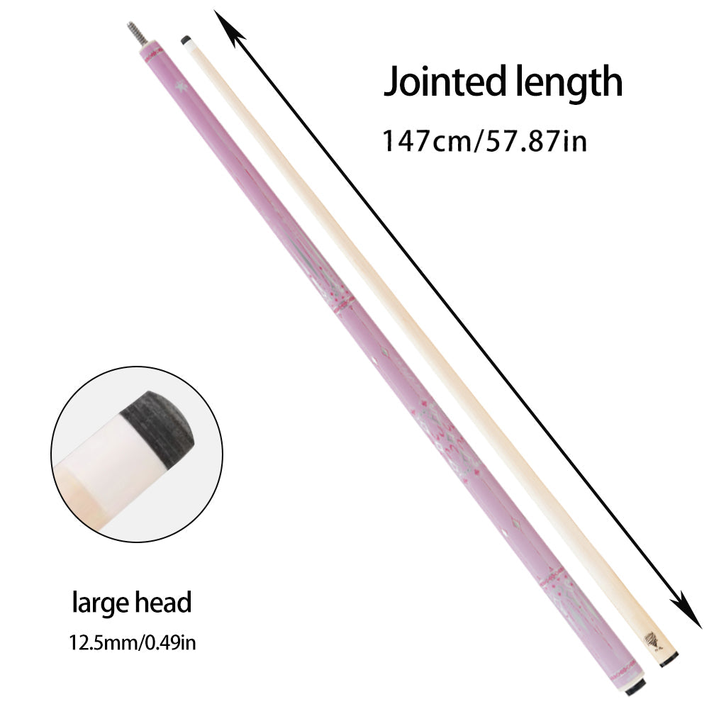 KONLLEN 147cm Length Pink Professional Billiards 1/2 Black 8 Nine Strong Head Billiards Accessories