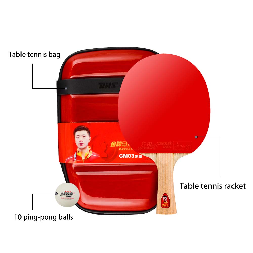 DHS Ping Pong Racket Paddle/ Gold Medal Table Tennis Racket-LongMa