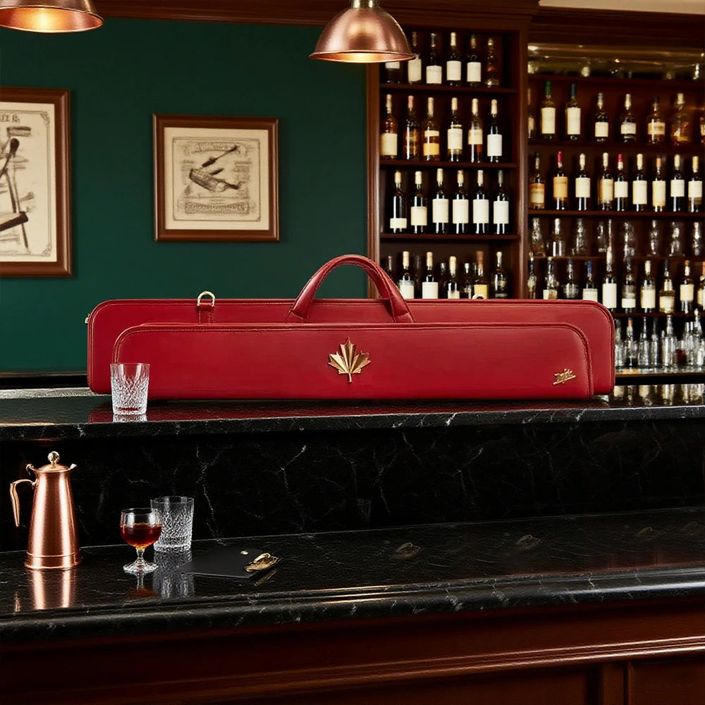 RB Premium 6-Hole 2-Stage Split Club Pool Cue Easy to Manage Handbag - Red