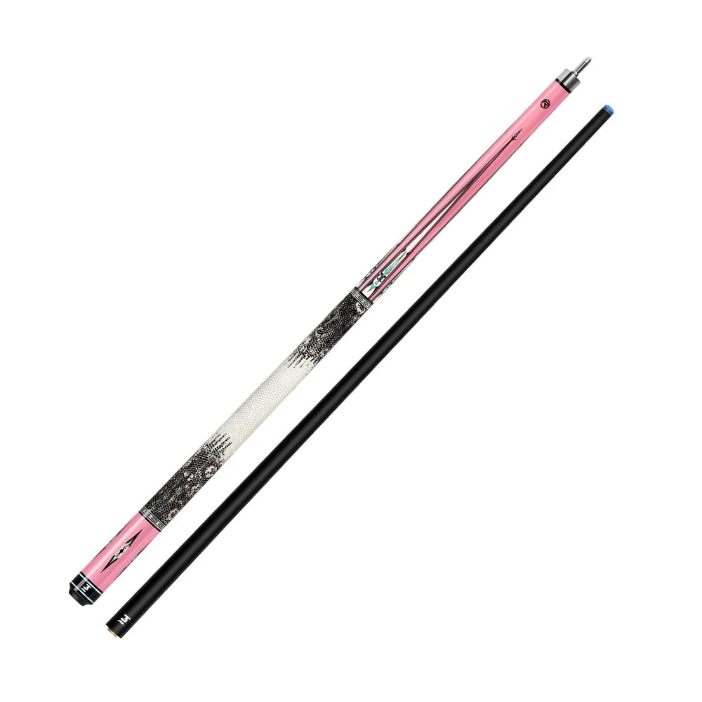 RB Professional 2-Piece Carbon Fiber Billiard Cue Set - 147cm Pool Cue with Leather Handle - Pink