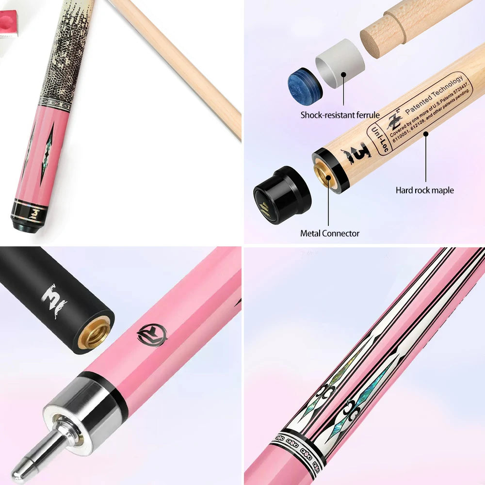 RB Professional 2-Piece Maple Billiard Cue Set - 147cm Pool Cue with Leather Handle