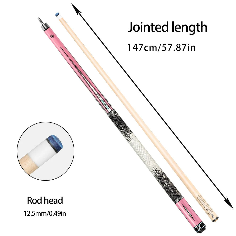 RB Professional 2-Piece Maple Billiard Cue Set - 147cm Pool Cue with Leather Handle