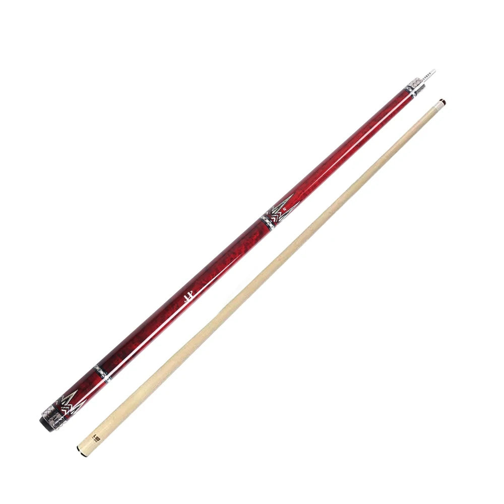 RB High-End 147cm Billiard Cue with 12.5cm Tip Smooth Handle & Leather Handle - Red