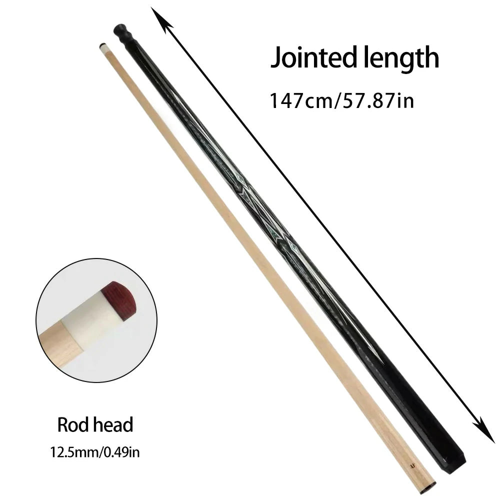 RB Professional Billiard Cue Set - Includes 147cm Maple Pool Cue&4-Hole Cue Case - Black&White