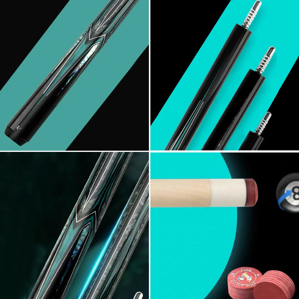 RB Professional Billiard Cue Set - Includes 147cm Maple Pool Cue&4-Hole Cue Case - Blue&Black