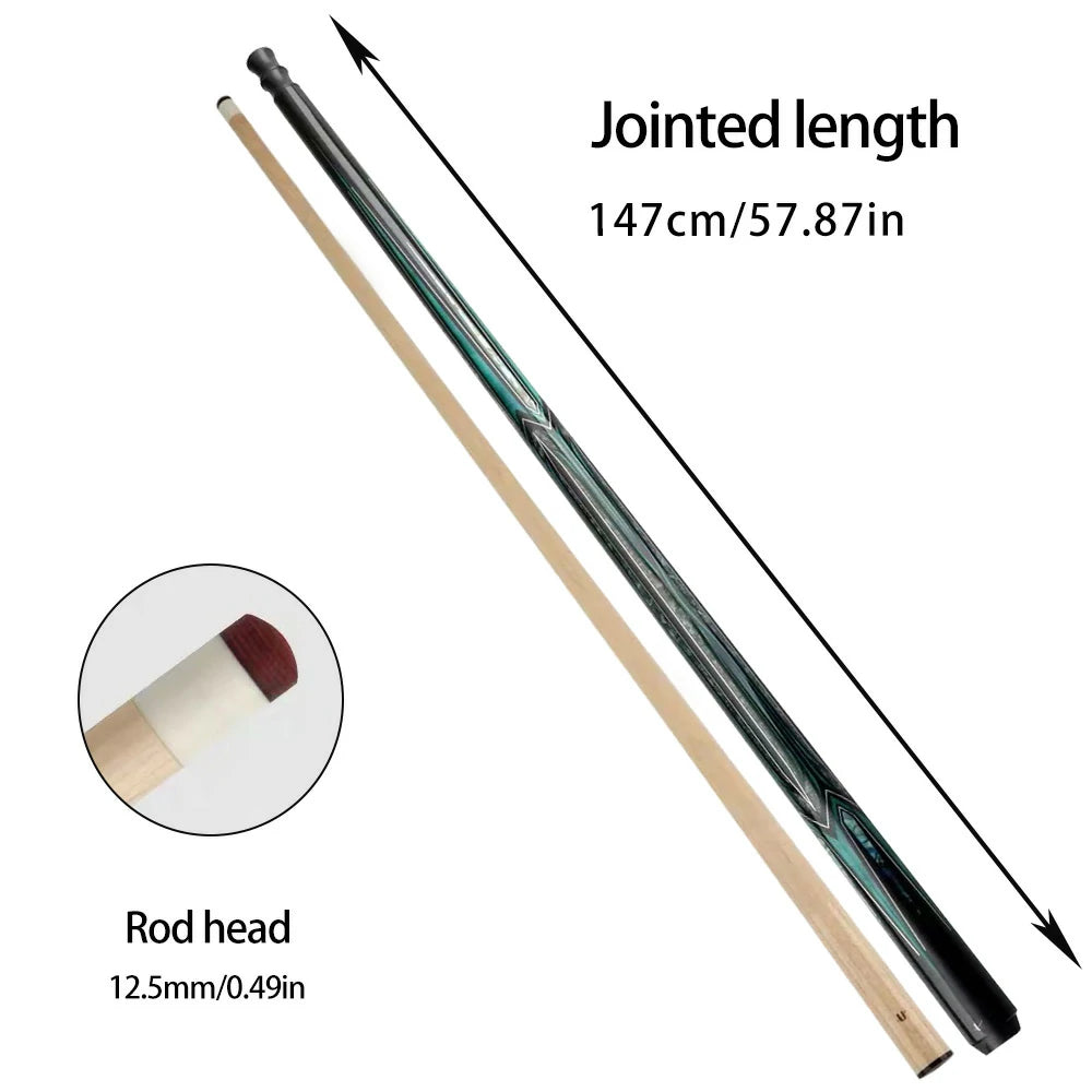 RB Professional Billiard Cue Set - Includes 147cm Maple Pool Cue&4-Hole Cue Case - Blue&Black