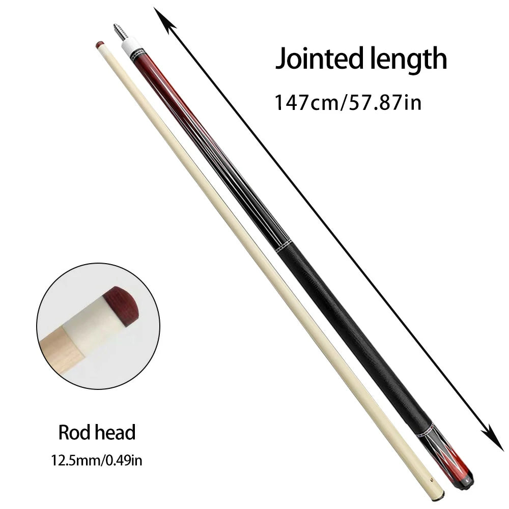RB Professional Billiard Cue Set - Includes 147cm Pool Cue & 4-Hole Cue Case,Leather Handle - Black&Red