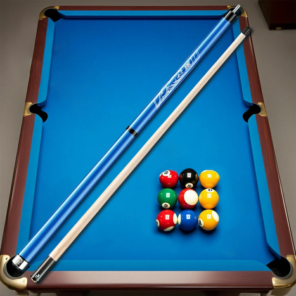 RB Professional 2-Piece Maple Billiard Cue Set - 147cm Pool Cue with 13.5mm Tip & Leather Handle - Blue