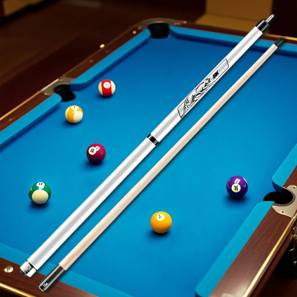 RB Professional 2-Piece Maple Billiard Cue Set - 147cm Pool Cue with 13.5mm Tip & Leather Handle - White