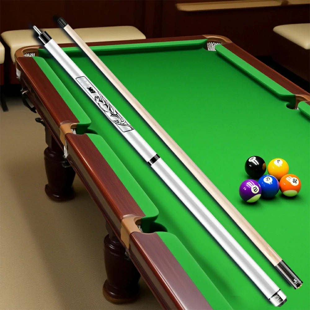 RB Professional 2-Piece Maple Billiard Cue Set - 147cm Pool Cue with 13.5mm Tip & Leather Handle - White