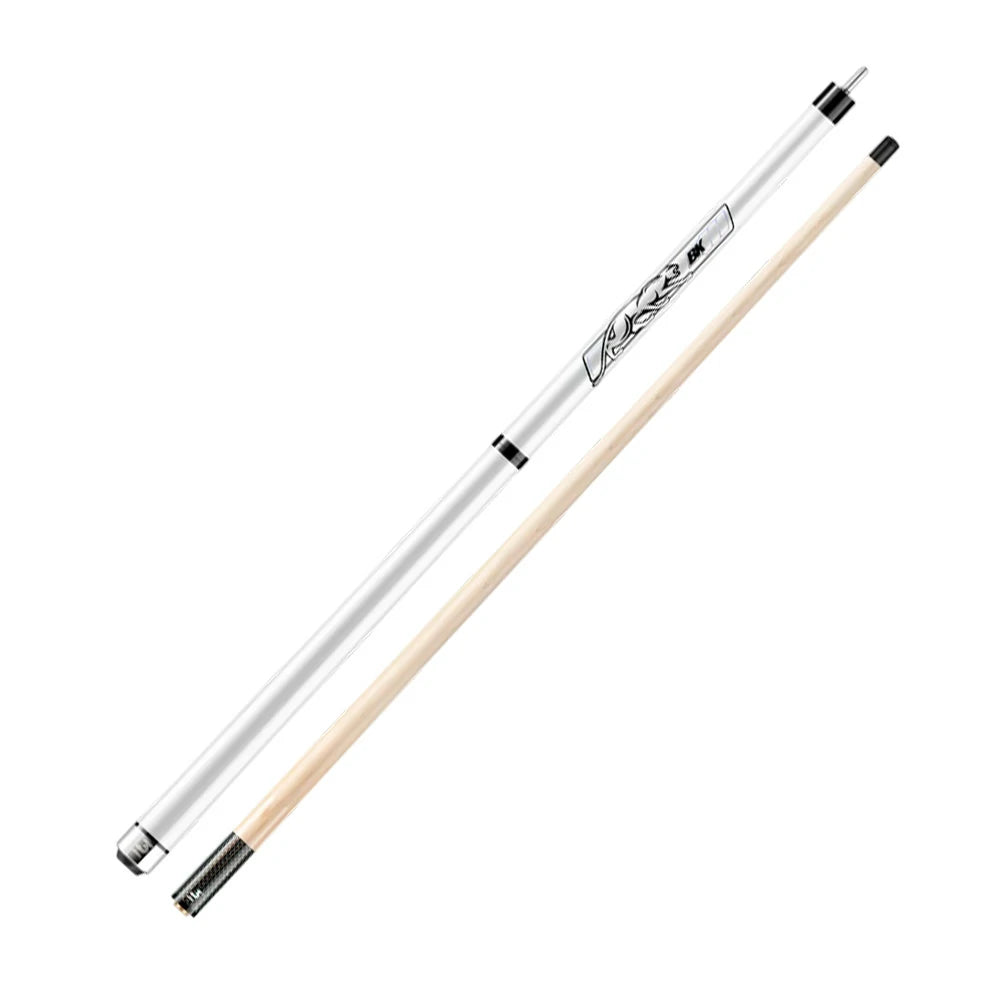 RB Professional 2-Piece Maple Billiard Cue Set - 147cm Pool Cue with 13.5mm Tip & Leather Handle - White