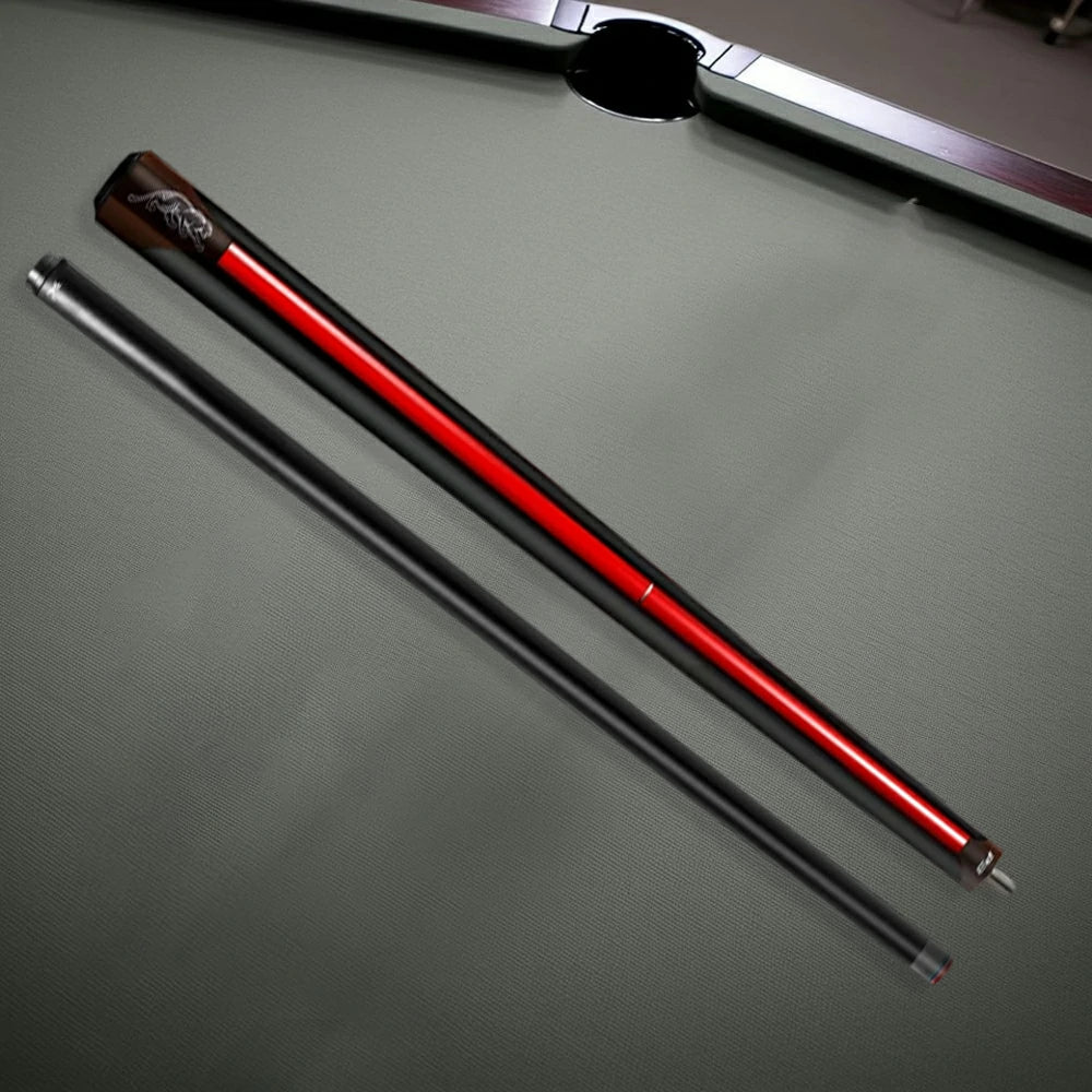 RB Professional Tech-Enhanced Billiard Cue 11.5/13mm Tip, 147cm Leather Grip with Black Cue Case - Black