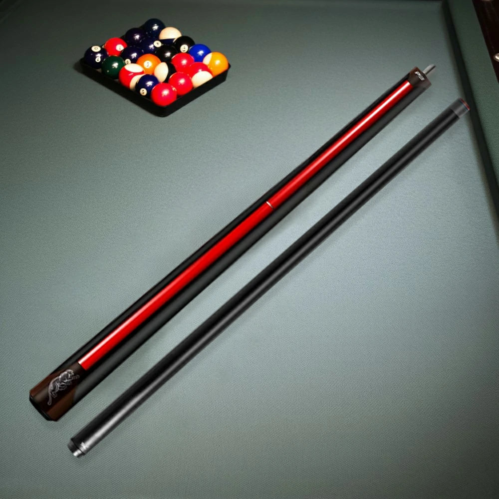 RB Professional Tech-Enhanced Billiard Cue 11.5/13mm Tip, 147cm Leather Grip with Black Cue Case - Black