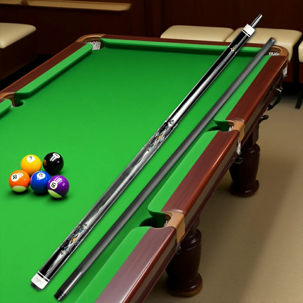 RB Professional Billiard Cue Set - 147cm, 12.5mm Tip, with Cue Case - Black & White