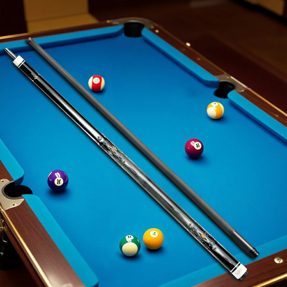 RB Professional Billiard Cue Set - 147cm, 12.5mm Tip, with Cue Case - Black & White