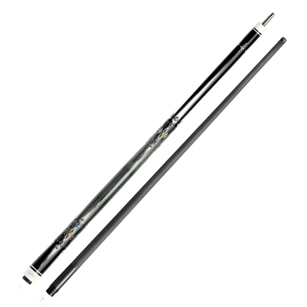 RB Professional Billiard Cue Set - 147cm, 12.5mm Tip, with Cue Case - Black & White