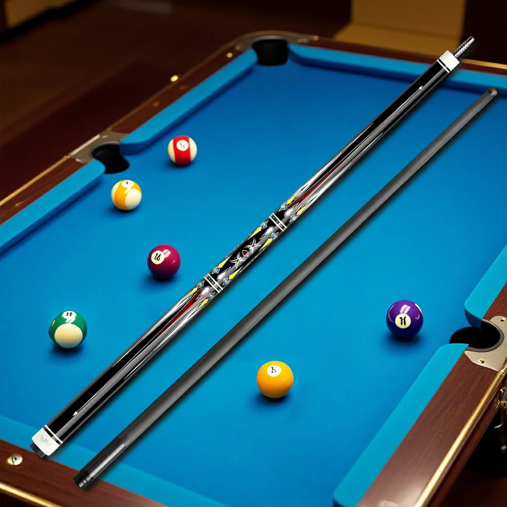 RB Professional Billiard Cue Set - 147cm, 12.5mm Tip, with Cue Case - Red & Yellow