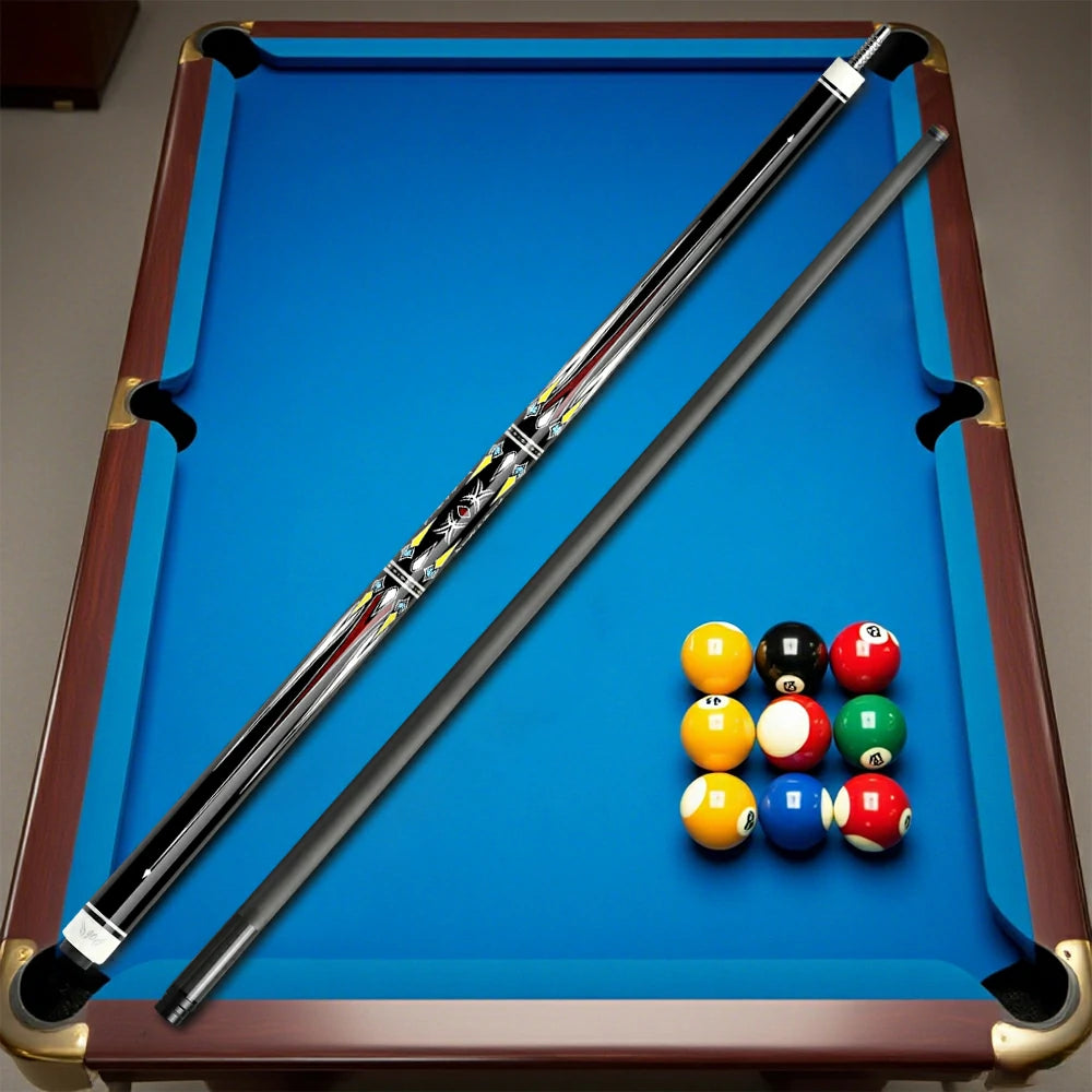 RB Professional Billiard Cue Set - 147cm, 12.5mm Tip, with Cue Case - Red & Yellow