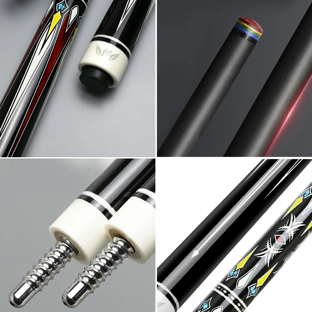 RB Professional Billiard Cue Set - 147cm, 12.5mm Tip, with Cue Case - Red & Yellow