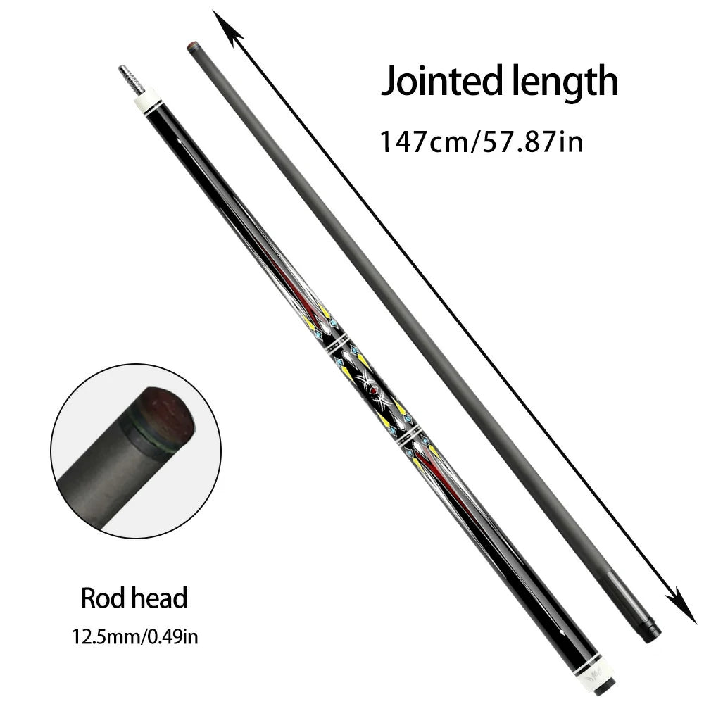 RB Professional Billiard Cue Set - 147cm, 12.5mm Tip, with Cue Case - Red & Yellow