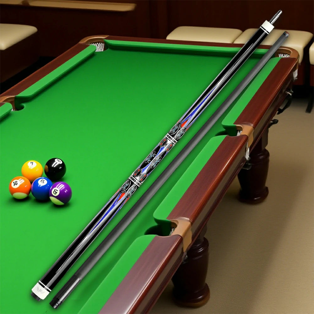 RB Professional Billiard Cue Set - 147cm, 12.5mm Tip, with Cue Case - Blue & Red