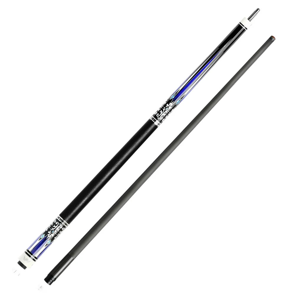 RB Professional Billiard Cue Set - 147cm, 12.5mm Tip, with Cue Case - Blue & White