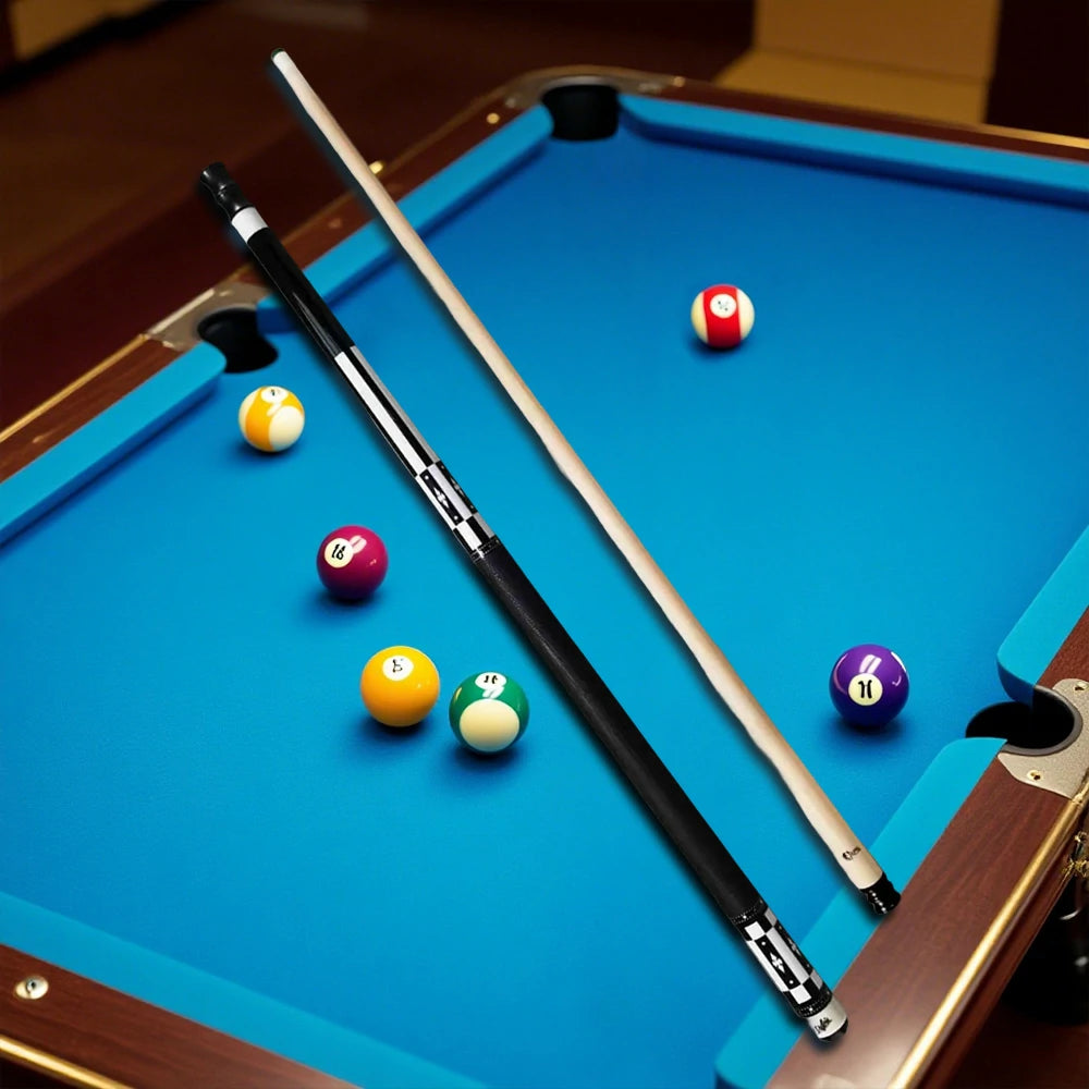 RB 147cm Billiard Cue with 12.5cm Tip High-End Professional Maple Pool Cue Stick Billiards Accessories Black and white grid