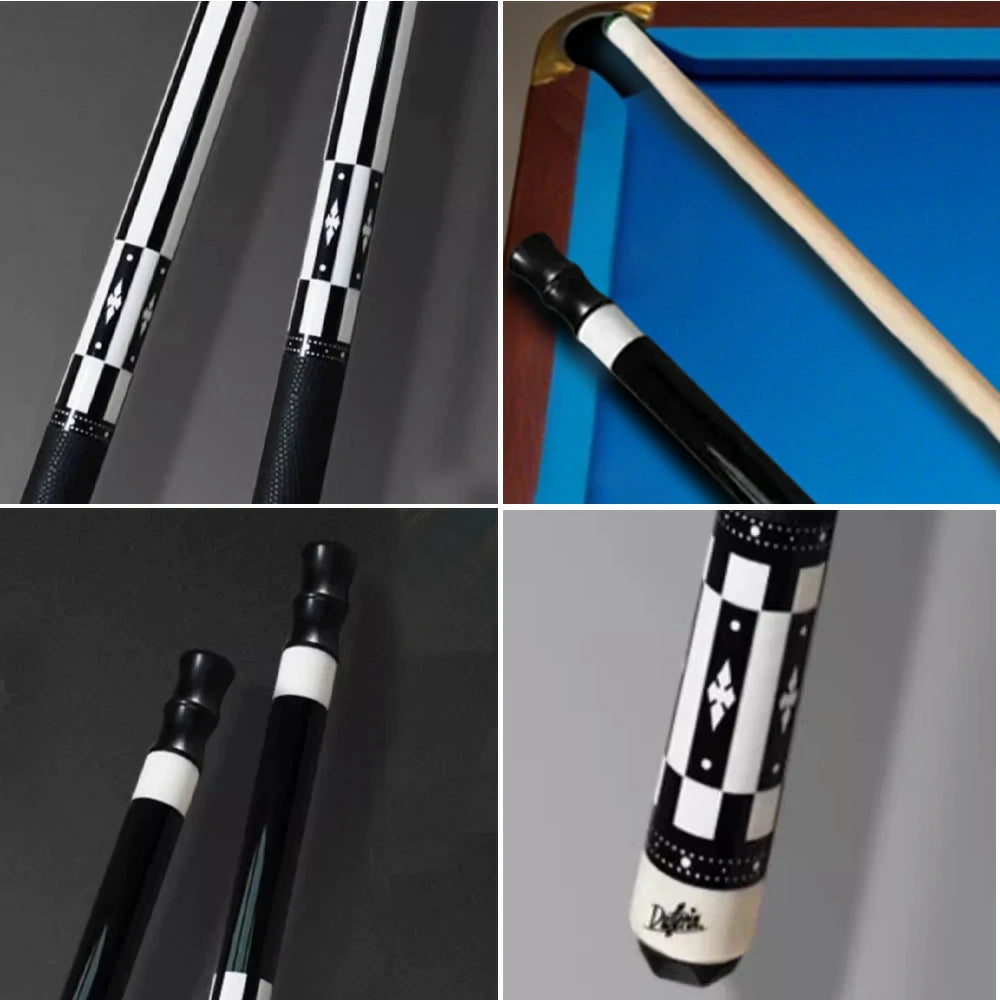 RB 147cm Billiard Cue with 12.5cm Tip High-End Professional Maple Pool Cue Stick Billiards Accessories Black and white grid