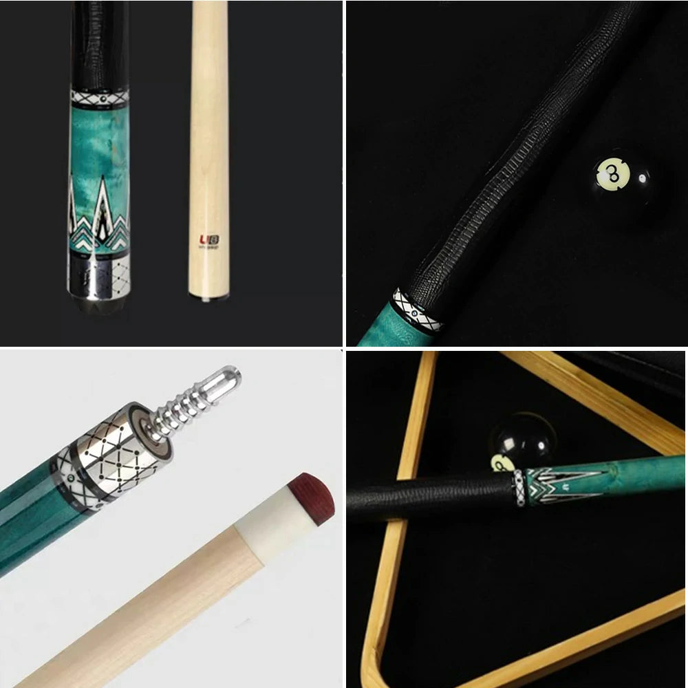 RB High-End 147cm Billiard Cue with 12.5cm Tip Smooth Handle & Leather Handle - Blue