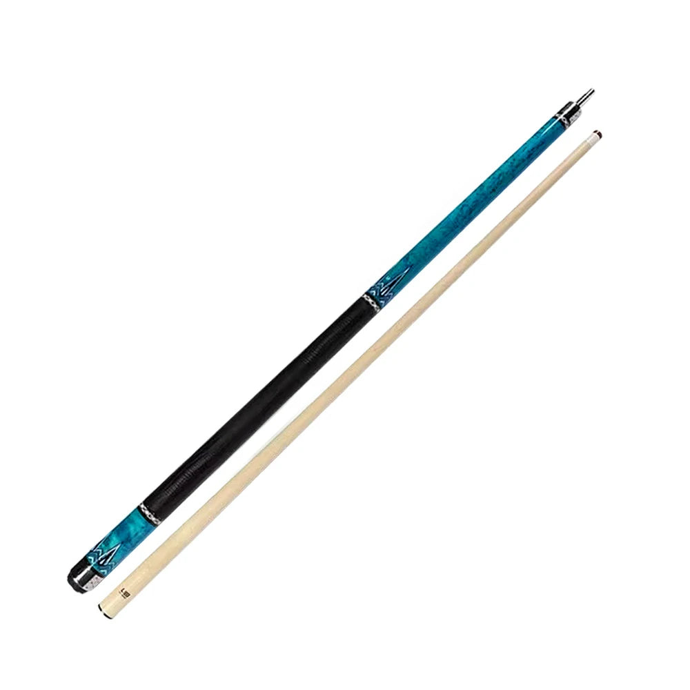 RB High-End 147cm Billiard Cue with 12.5cm Tip Smooth Handle & Leather Handle - Blue