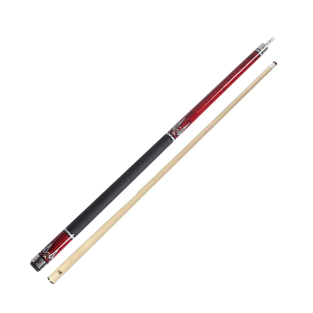 RB High-End 147cm Billiard Cue with 12.5cm Tip Smooth Handle & Leather Handle - Red