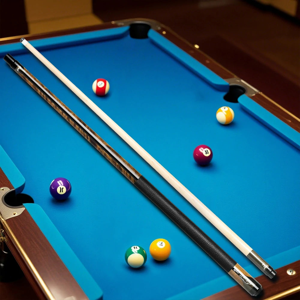 RB Professional Maple Billiard Cue 11.5/13mm Tip, 147cm Leather Grip with Cue Case - Brown